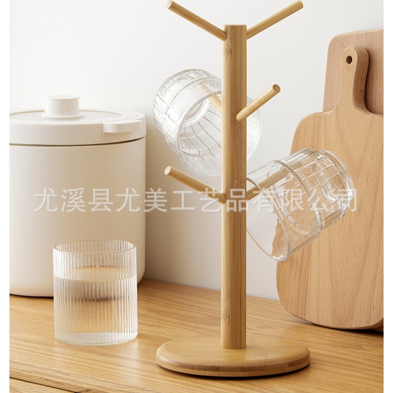 Hogar de múltiples capas de drenaje del estante de la taza de bambú creativo estante de almacenamiento de escritorio marca de vidrio de café titular de la taza de té