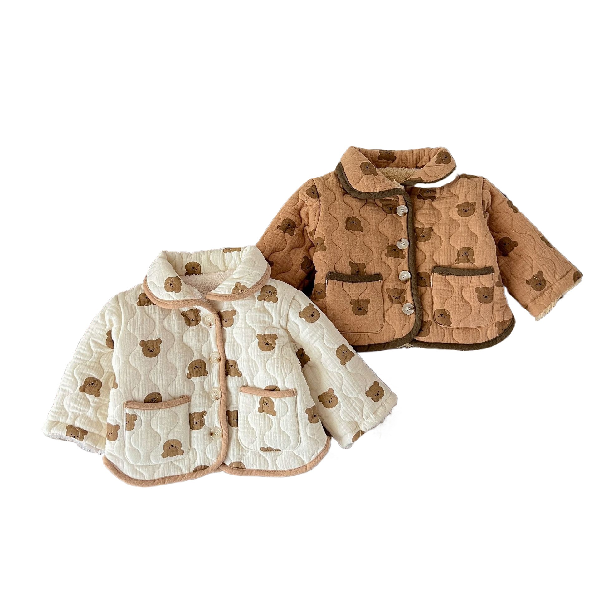 INS estilo coreano invierno abrigo de algodón acolchado para niños completo impreso lindo oso engrosado Chaqueta de algodón acolchado bebé chaqueta acolchada de lana