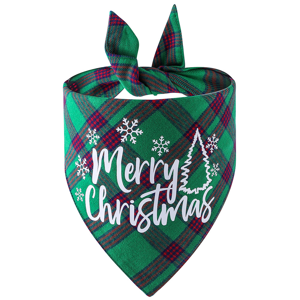 Original transfronterizo nuevo algodón a cuadros mascota triángulo bufanda perro bufanda Navidad mascota saliva toalla mascota bufanda