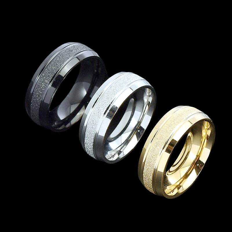 E-commerce explosion supply wholesale fashion stainless steel ring cross-border European and American trend design frosted lovers ring ring
