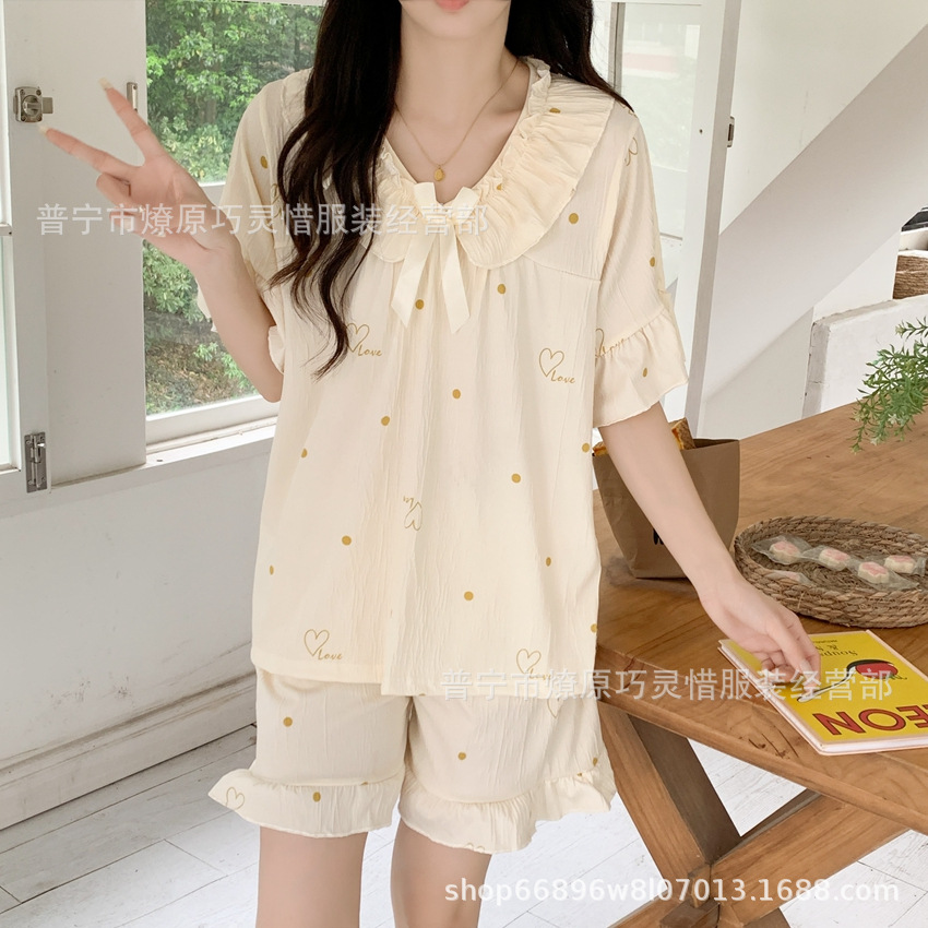 Princess Wind Pijamas verano 2024 nuevo estilo puro deseo de estilo medio largo in-hinge pijama ropa doméstica mujer