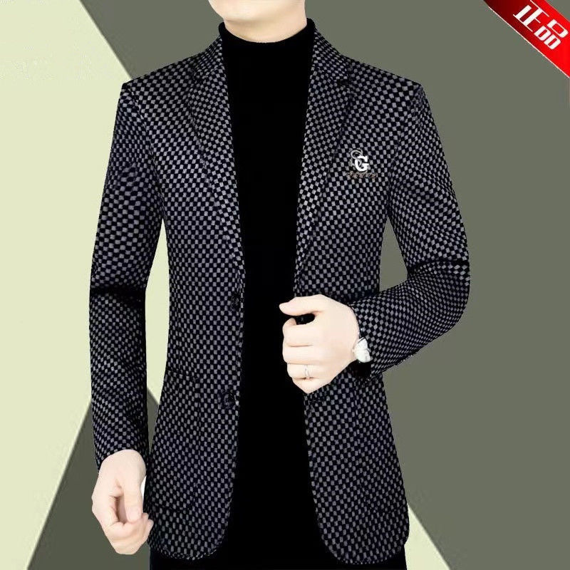 New Autumn and Winter Middle-aged Casual Suit Men's Jacket Slim-fit Men's Small Suit Spring and Autumn Dad's Single Western Casual Clothes