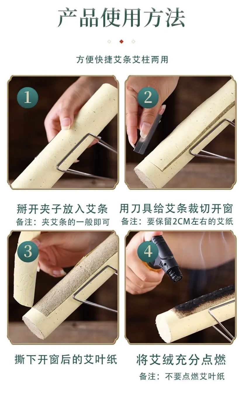 Stainless Steel Moxa Stick Holder Clamp Double Head Anti-Scald Moxibustion Tool for Wellness Massage in use