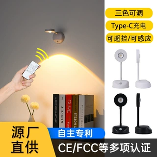 跨境新款墙壁灯 智能人体感应led充电遥控免布线室内射灯照画灯
