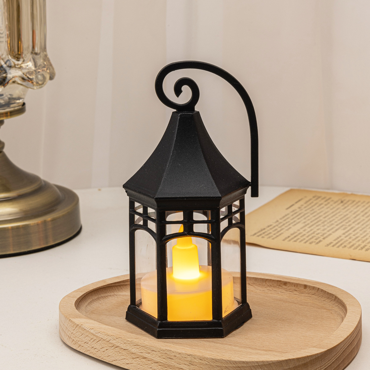 교회 육각형 바람 램프 블랙