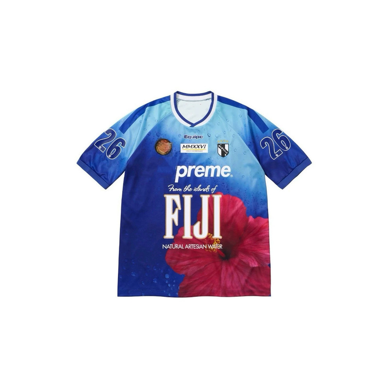 Collaboration SUP X FIJI Gradient Print Short Sleeve T-Shirt for Men, Summer Loose Football Style, No. 26 Water Drop Set