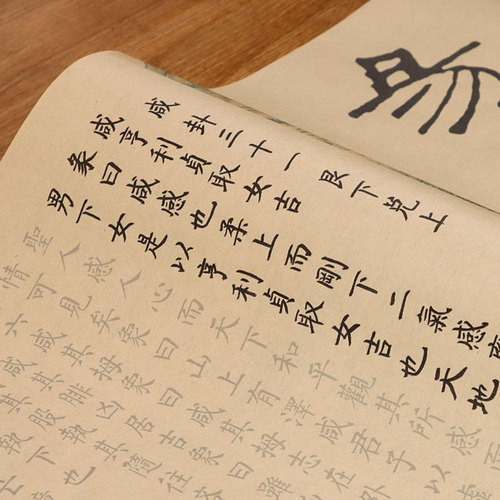 The complete collection of 64 hexagrams copied from the I Ching. Small regular script and red calligraphy. Yan style and character. Qing Dynasty Zhusi scroll calligraphy. I Ching calligraphy.
