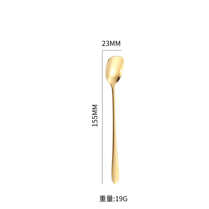 304 cucharas de acero inoxidable creativas chapadas en oro cucharas cuadradas de café té de leche mango largo taza de miel cucharas cucharas cucharas