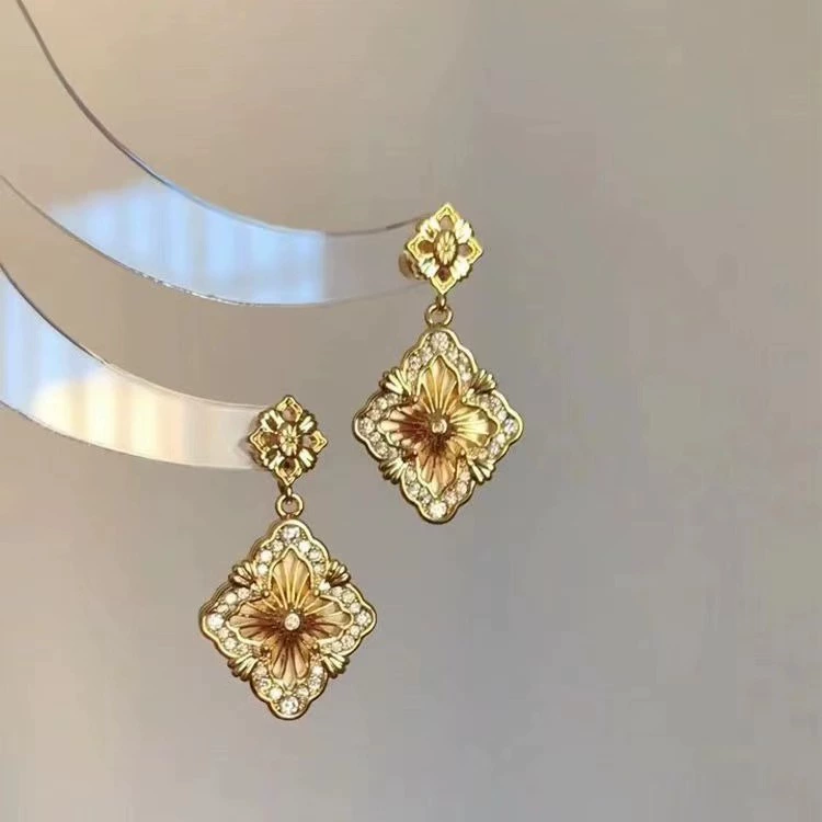 Сексуальные модные серьги с цирконом, французский стиль, цветочный, стиль легкой роскоши, оптом