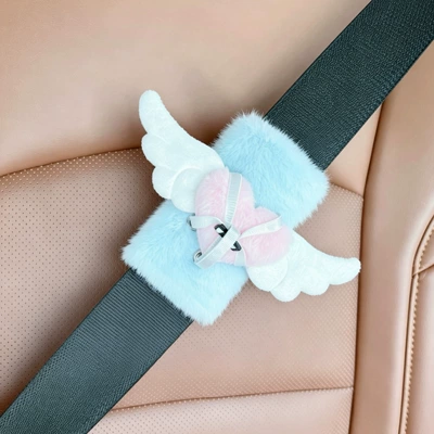 Seat belt shoulder pad – Seatbelt shoulder pad car - light-blue-body-pink-heart-wings