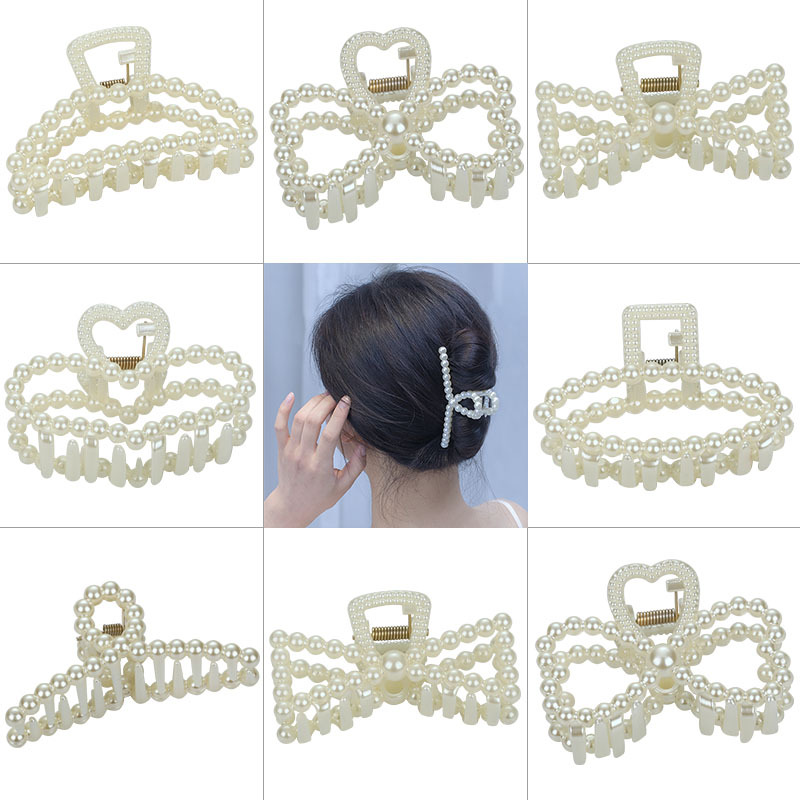 Hair clip for women, 8cm medium-sized pearls, claw clip at the back of the head, side clip, popular Instagram style, shark hair clip, Japanese hair clip style