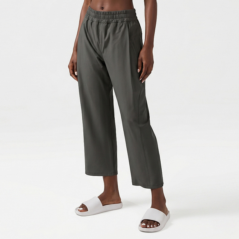 Pantalones deportivos sueltos para mujeres colgantes sensación de colgantes rectos pantalones de pantalones de gimnasio casuales peluchu piernas anchas pantalones de 24 " image 7