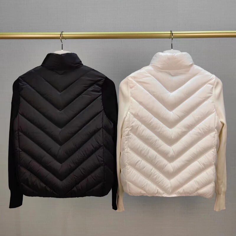 M Brand High Version Autumn and Winter New down Jacket Lightweight Long-Sleeve Wool Sleeve Casual Age-Reducing Versatile Hooded V