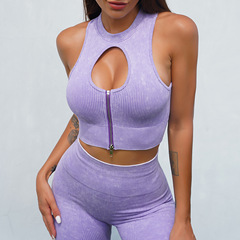 無縫瑜伽服套裝跨境新款健身磨砂美背運動文胸高腰美臀跑步長褲女