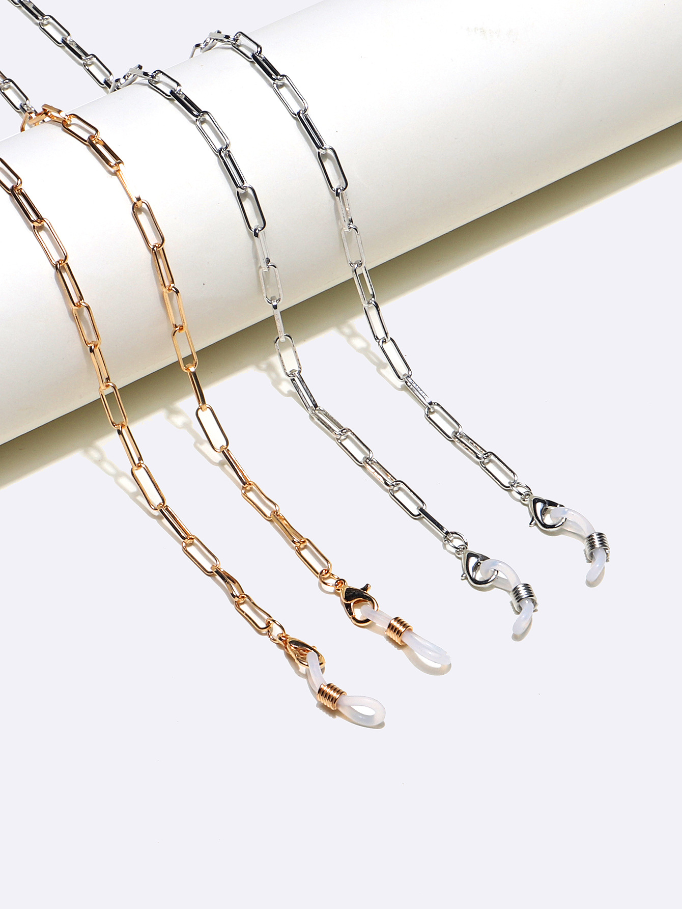 Hot Two-piece Set Eyeglasses Chain Copper Thick Straps Gold Silver Box Glasses Cord Cross-border display picture 1
