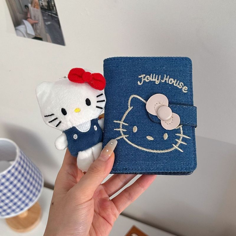 可爱猫咪牛仔刺绣卡包证件包多卡位证件收纳包零钱包便携卡包卡套|undefined