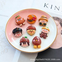 可爱亮面坚果帽子娃娃diy树脂饰品配件发夹抓夹发 圈吊坠手工配饰