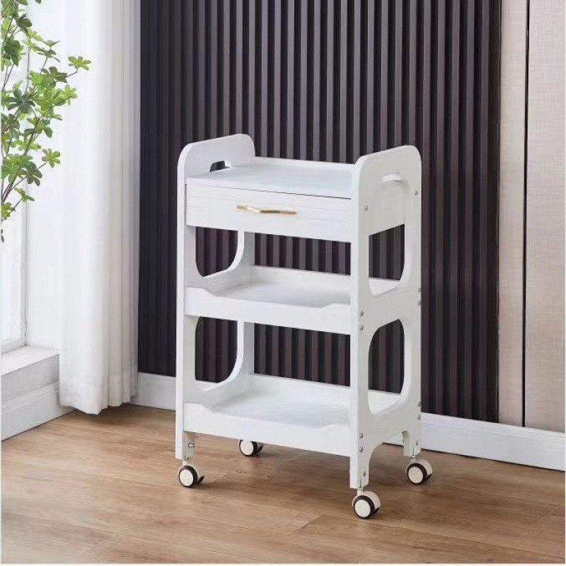 Salón de belleza carro especial gestión de la piel móvil de mano empuje estante de almacenamiento de plástico cuidado instrumento mano herramienta de empuje Coche