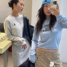 特价清仓不退换韩国小众RR后背雪山图案卫衣式长袖收腰连衣裙