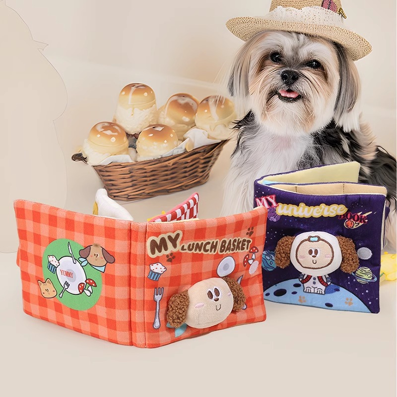 Inventario transfronterizo ins fugas de alimentos olor sonido lindo libro de tela juguete perro almacenar libros juguetes de mascotas amazon
