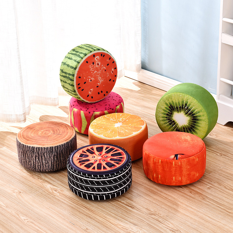 Fashionable Low Stool, Creative Round Sofa Stool, Shoe-Changing Stool, Fabric Small Stool, Low Ottoman, Cartoon Sitting Stool, Coffee Table Stool