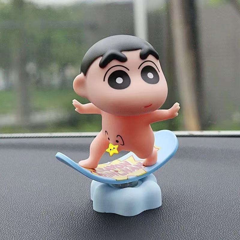 Crayon Shin-Chan Skateboard Surfing Full Series Q Version Lotus Anime Figure Model Desktop Ornament Car Central Control Doll