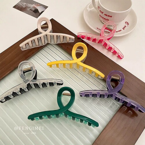 Spring and summer new color geometric grip clip, fashionable and personalized back head shark clip, versatile and sweet temperament hair accessory for women