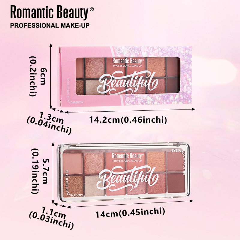 Transfronterizo de 12 colores de flash de sombra de ojos mate marrón duradero impermeable polvo mezcla de humo de maquillaje de ojos multicolor brillo image 5