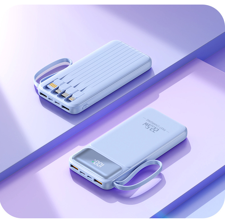 3C certified cross-border wired fast charging portable charger with customized digital display slim 10000mah mobile power bank