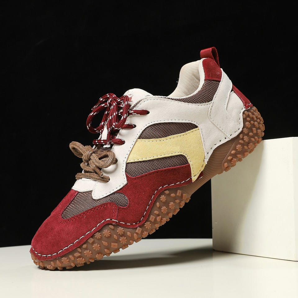 Giày thể thao unisex cỡ lớn da thật mũi tròn, giày sneaker dã ngoại thường ngày — 6885 màu cát, 6885 màu nâu, 6885 màu đỏ rượu, 6886 màu cát