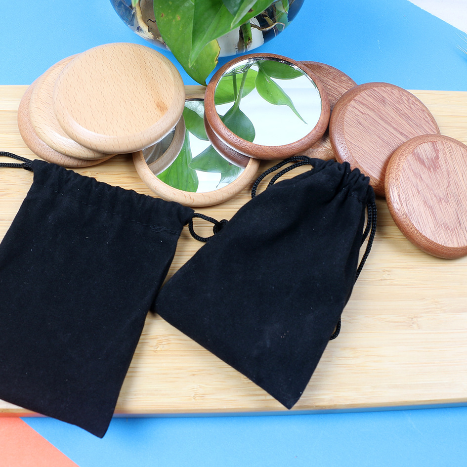 De madera de haya portátil espejo de maquillaje dormitorio estudiante Sapele vestidor espejo HD pequeño espejo redondo espejo