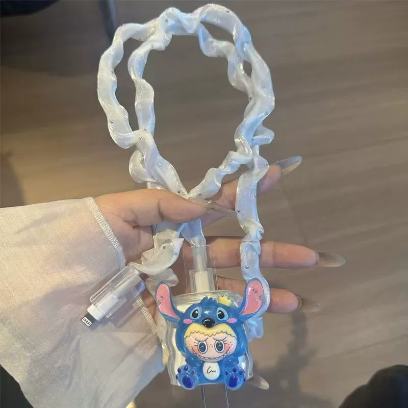 Защитный чехол для кабеля Labubu Apple 16 Pro Max подходит для быстрой зарядки iPhone 15, 14 и iPad, предотвращает разрыв.