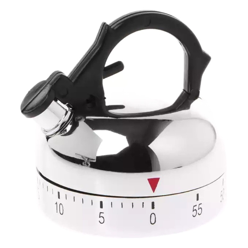 60 minutos de plata pequeña forma hervidor mecánico temporizador reloj despertador cadena giratoria temporización recordatorio T401