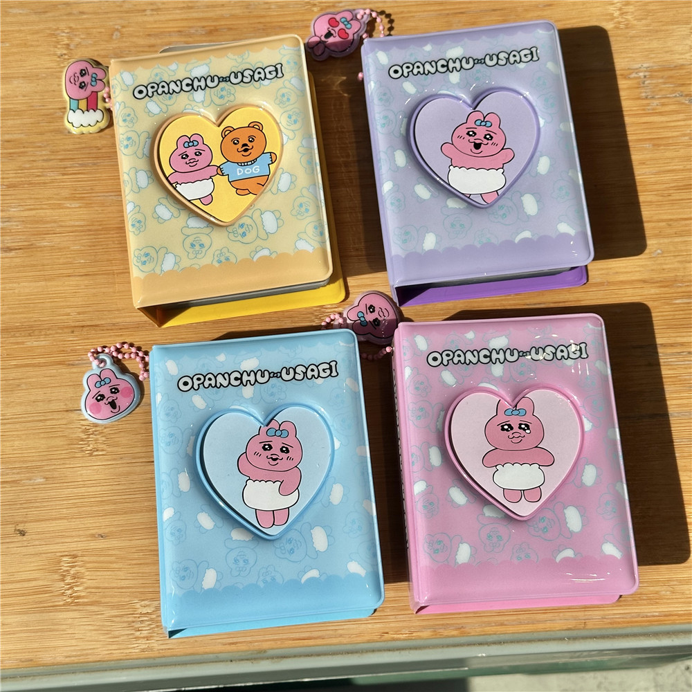 새 귀여운 속옷 토끼 3 인치 원팰리스 스타일 사진 앨범 및 스타 쫓는 앨범 작은 카드 저장 카드 책 펜던트