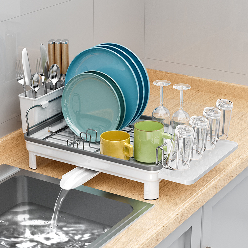 Cross-border Amazon Kitchen 304 Stainless Steel Bowl Dish Drainer Home Tableware Drain Basket Chopstick Storage Shelf