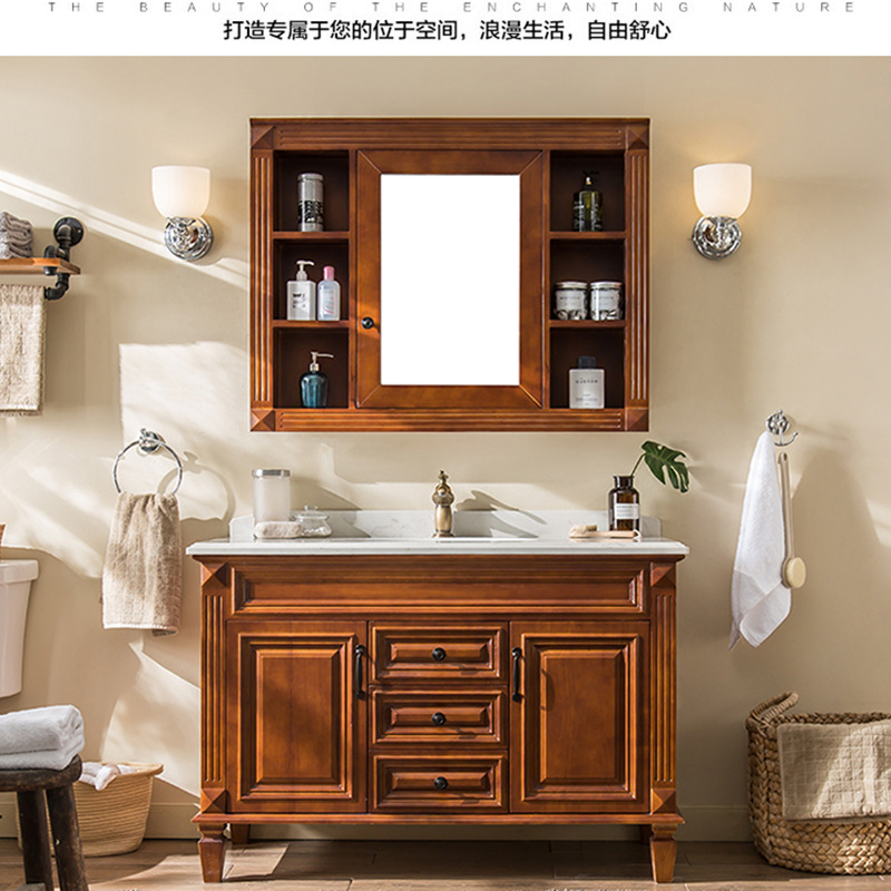 Санитарное зеркало шкаф американский дуб ванный шкаф Комбинированность плоской мытья бассейн с туалет с твердым деревом туалет