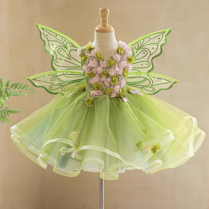 Girls' Dress Mori Flower Fairy Flower Girl Princess Dress High-end Children's Birthday Host Piano Puff Dress