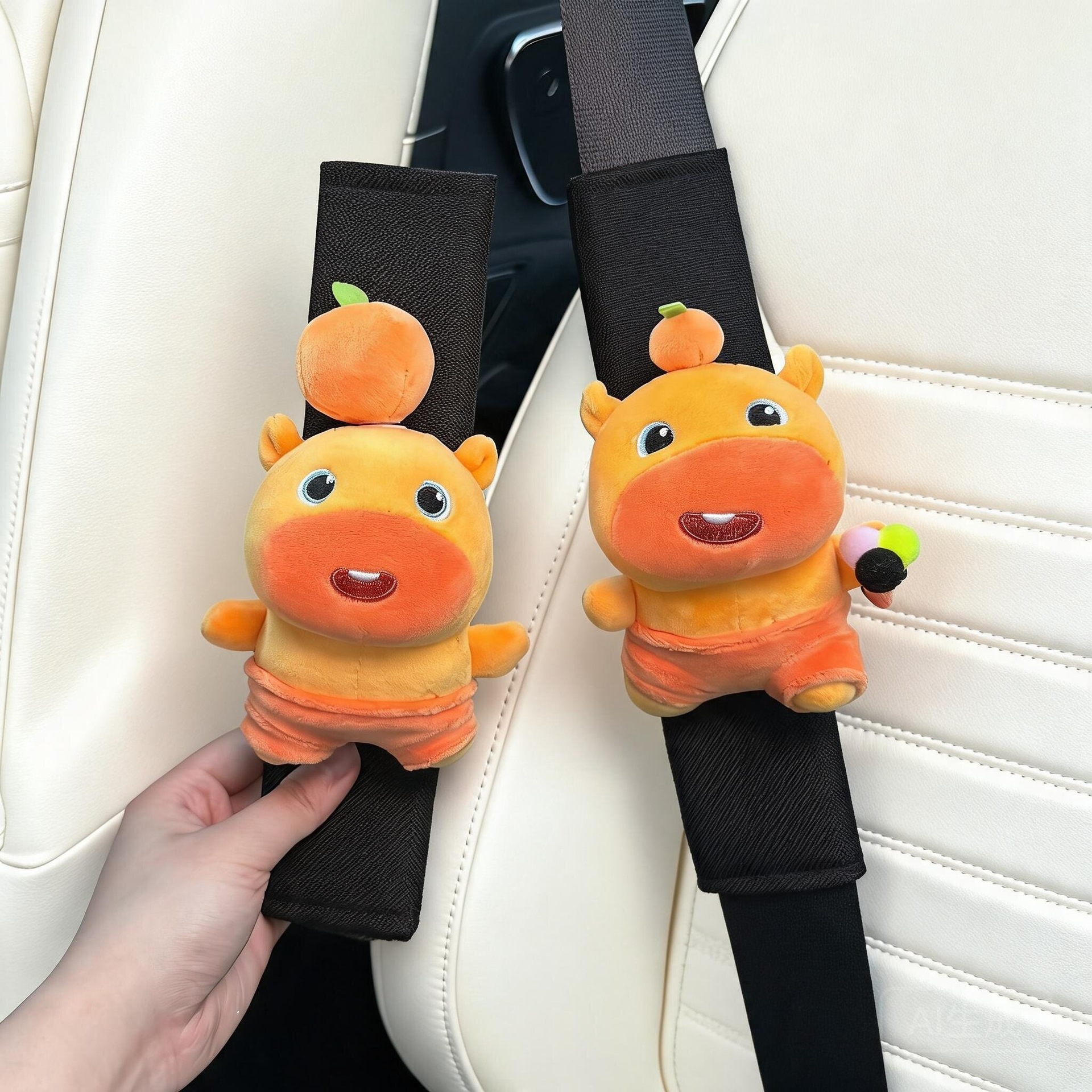 Capybara Lulu Car Seatbelt Shoulder Pads, Car Seatbelt Decoration, Anti-Wear Clothing, Cute Couple Set