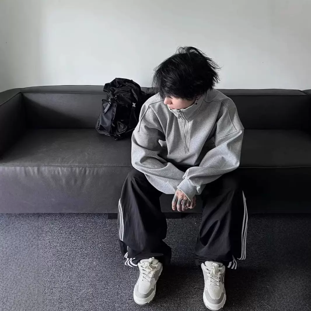 cleanfit半拉链卫衣男高级感潮牌重磅外套松弛感立领痞帅复古上衣