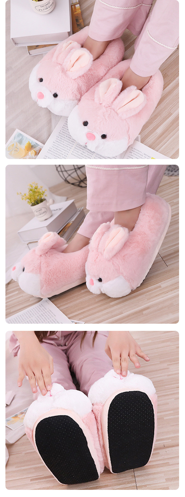 Damskie aksamitne pluszowe otwarte na palce regulowane wiosenne letnie sypialnia na zewnątrz przytulne piankowe z pamięcią kształtu nadające się do prania w pralce_voghion.com