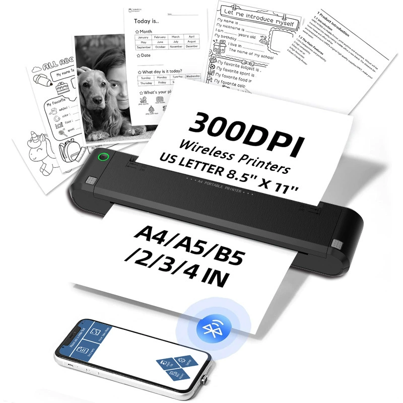 Cross -border A4 thermal transfer printer A5A4 carbon band Bluetooth printing ordinary paper office small portable heat sensitivity printing