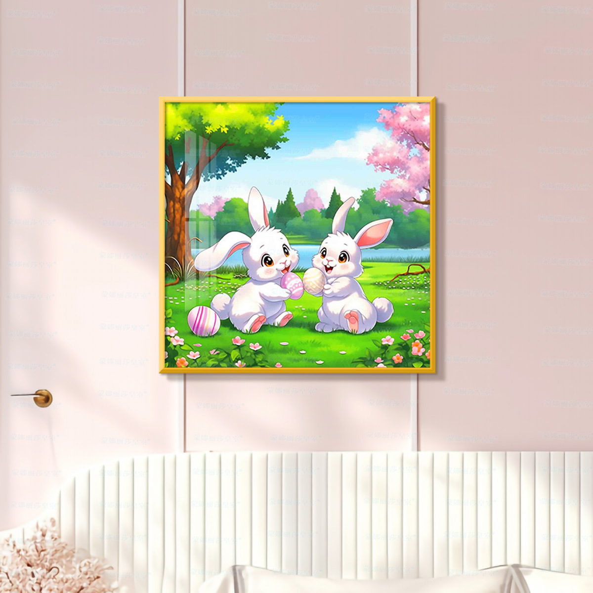 [Algodón importado] Mona Lisa Real Cutie Conejo de dibujos animados edición actualizada de la decoración de la sala de estar bordado image 6