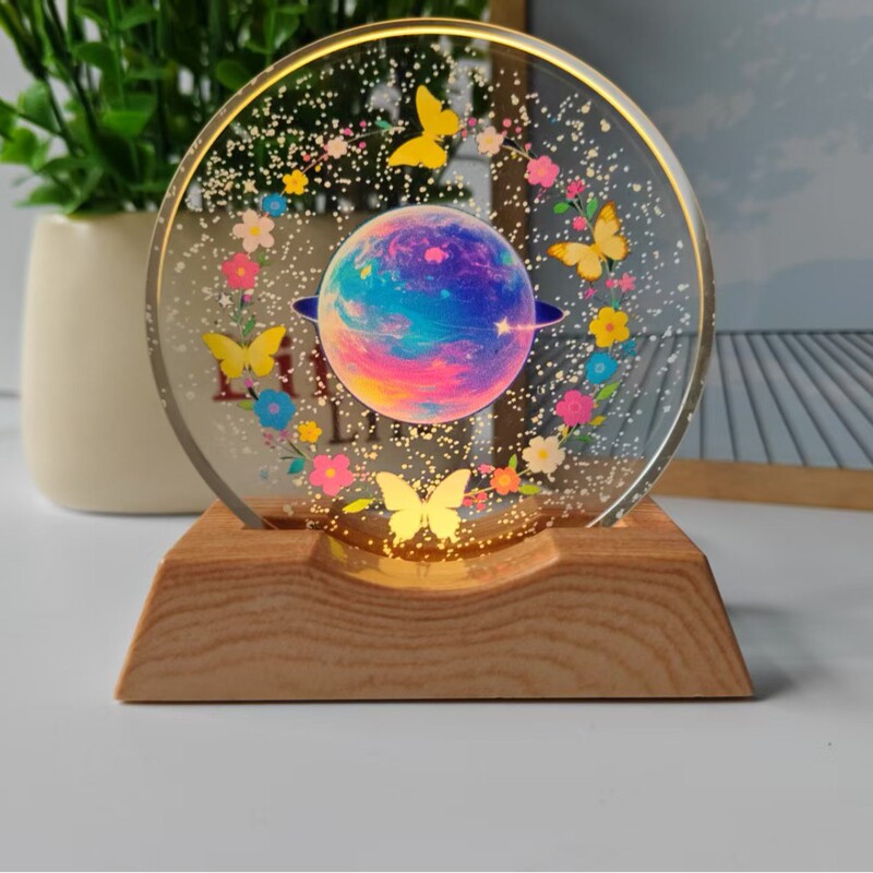 星空宇宙銀河 3D 立体レーザーカラー印刷内彫刻クリスタルボール発光ナイトライト装飾品|undefined