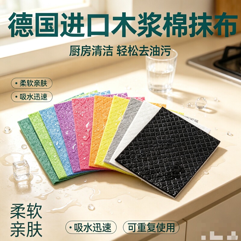 German Imported Wood Pulp Cotton Cleaning Cloth for Kitchen, Absorbent and Non-Oil-Absorbing Dish Towel, Lazy Person's Wood Pulp Cloth German Imported Wood Pulp Cotton Cleaning Cloth for Kitchen, Absorbent and Non-Oil-Absorbing Dish Towel, Lazy Person's Wood Pulp Cloth
