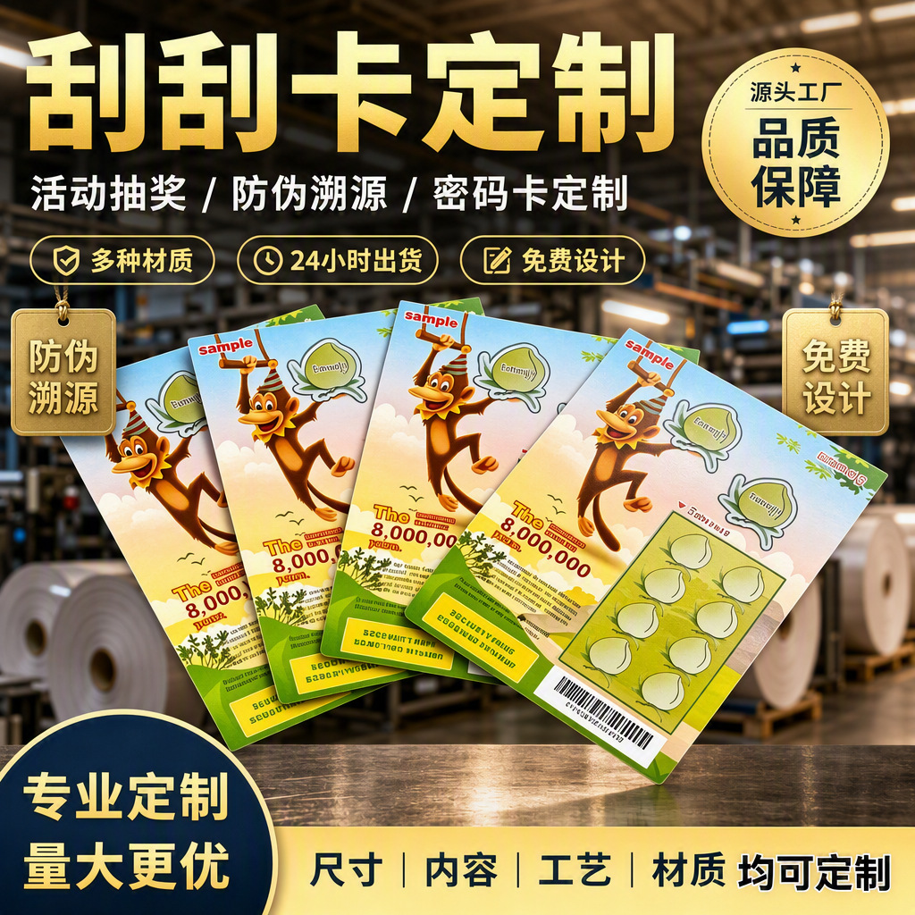 定制刮刮卡防伪标签一物一码抽奖卡撕开奖券可变二维码24小时发货