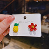 South Korean silver needle, fruit goods, asymmetrical earrings, three dimensional strawberry, silver 925 sample, flowered