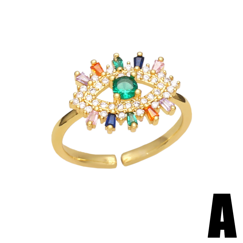 Fashion Devilu0027S Eye Star Copper Open Ring Plating Inlay Zircon Copper Rings