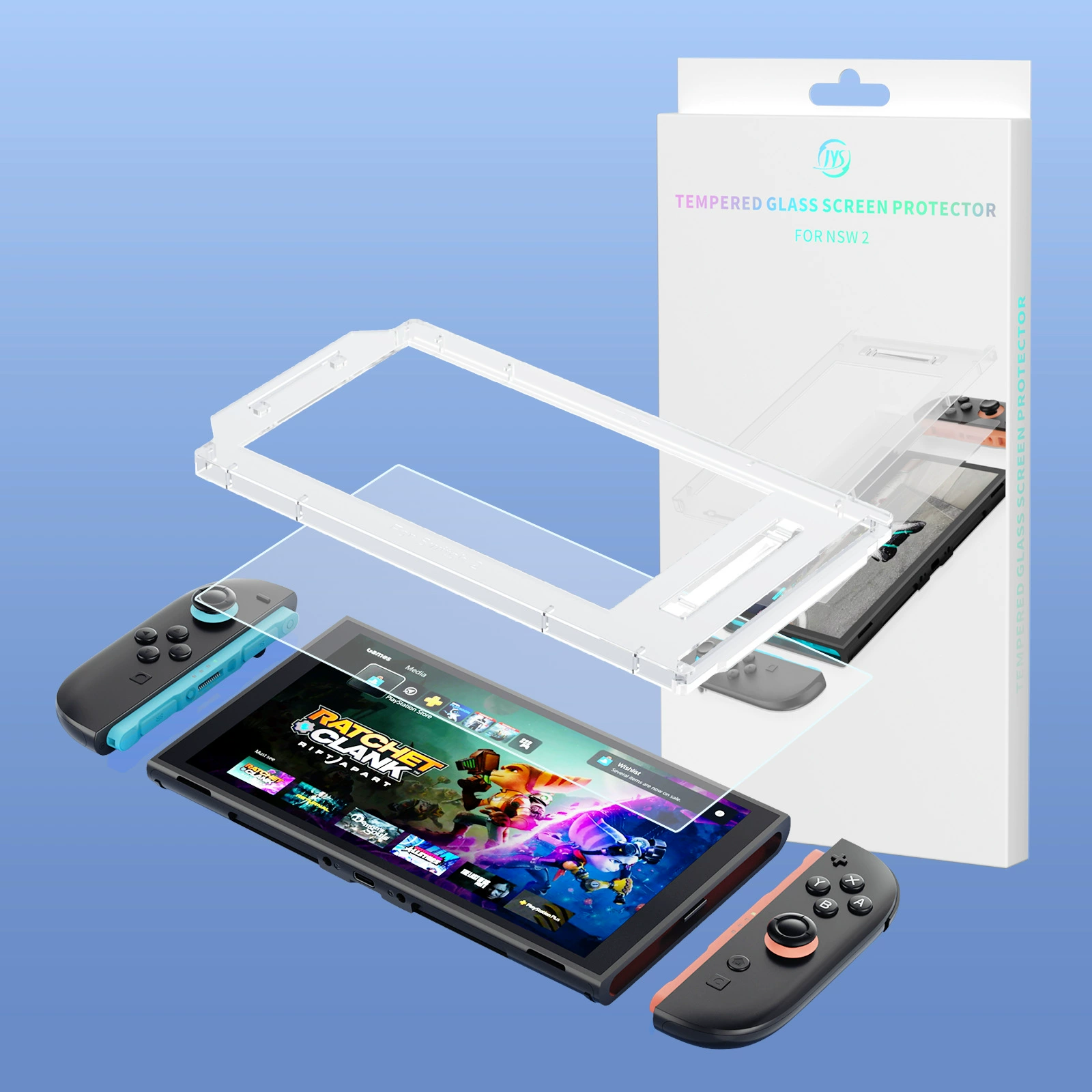 Защитная пленка для игровой консоли JYS Switch2, сверхпрочное закалённое стекло NS2, пылезащита и защита от отпечатков пальцев, JYS-NS2312