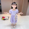 Summer dress, skirt, summer clothing, small princess costume, with short sleeve, western style, floral print