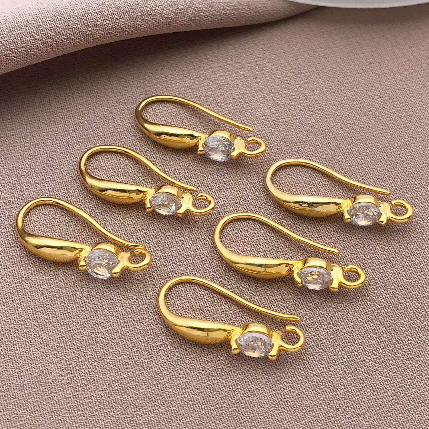 T92-10x19mm copper plated 18k real gold strong ribbon zirconium 65 ear hook -0.6…